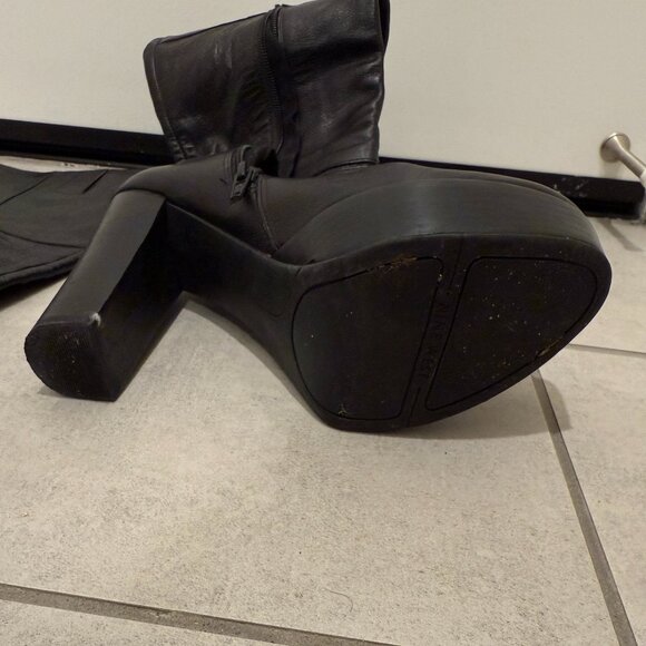 Aldo Black Knee High Leather Boots - Picture 5 of 11